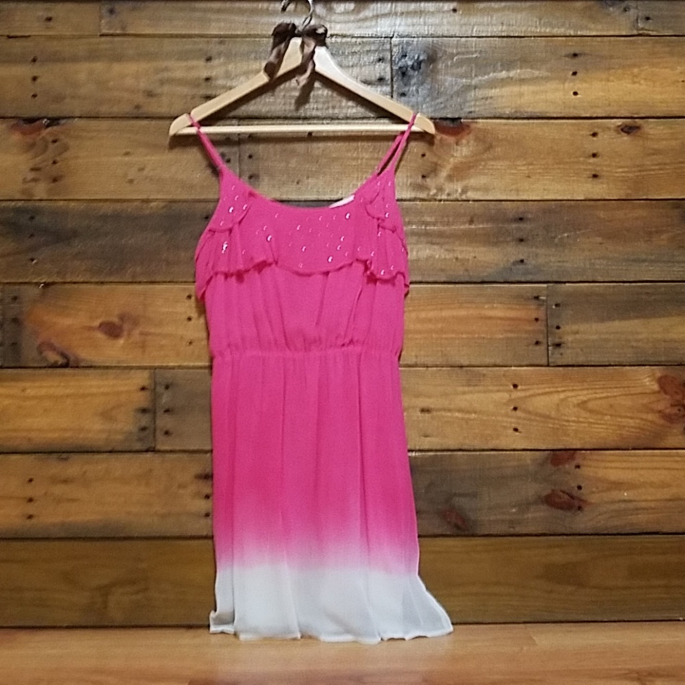 Pink white rhinestone ombre mini cocktail dress